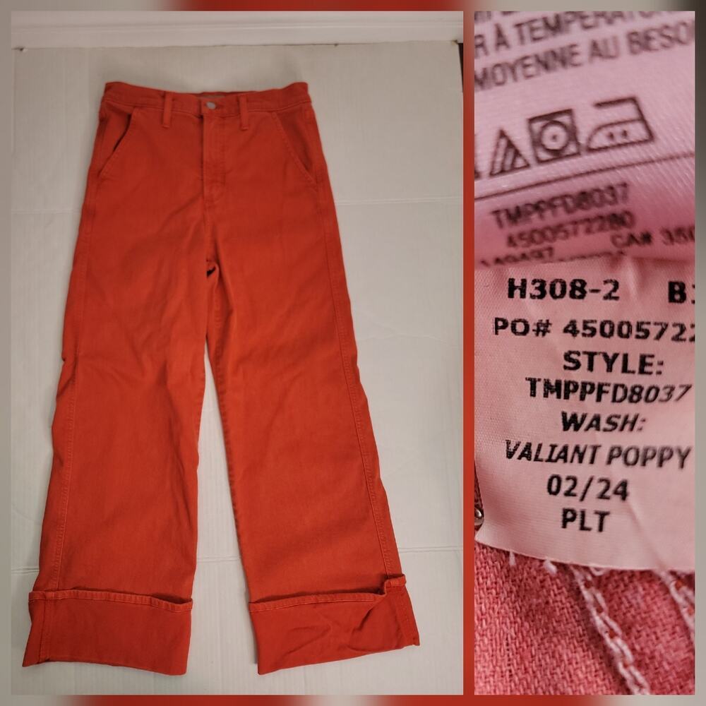 Joe’s Jeans Womens Sz 29 Trixie Wide Leg Pants Poppy Red High Rise Stretch Denim